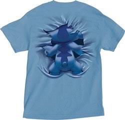 Adult Unisex T-Shirt Embossed Stitch Front & Back Tee, Columbia Blue