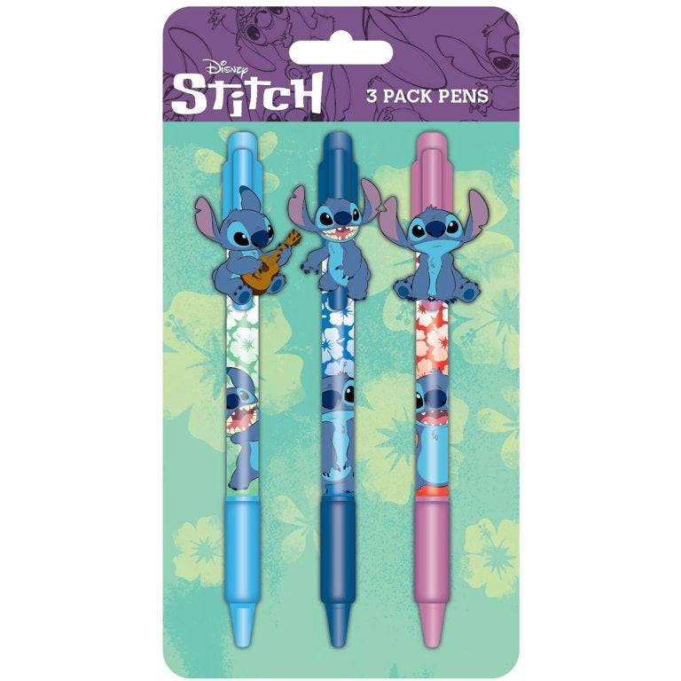 3pk Pens with Stitch Rubber Characters