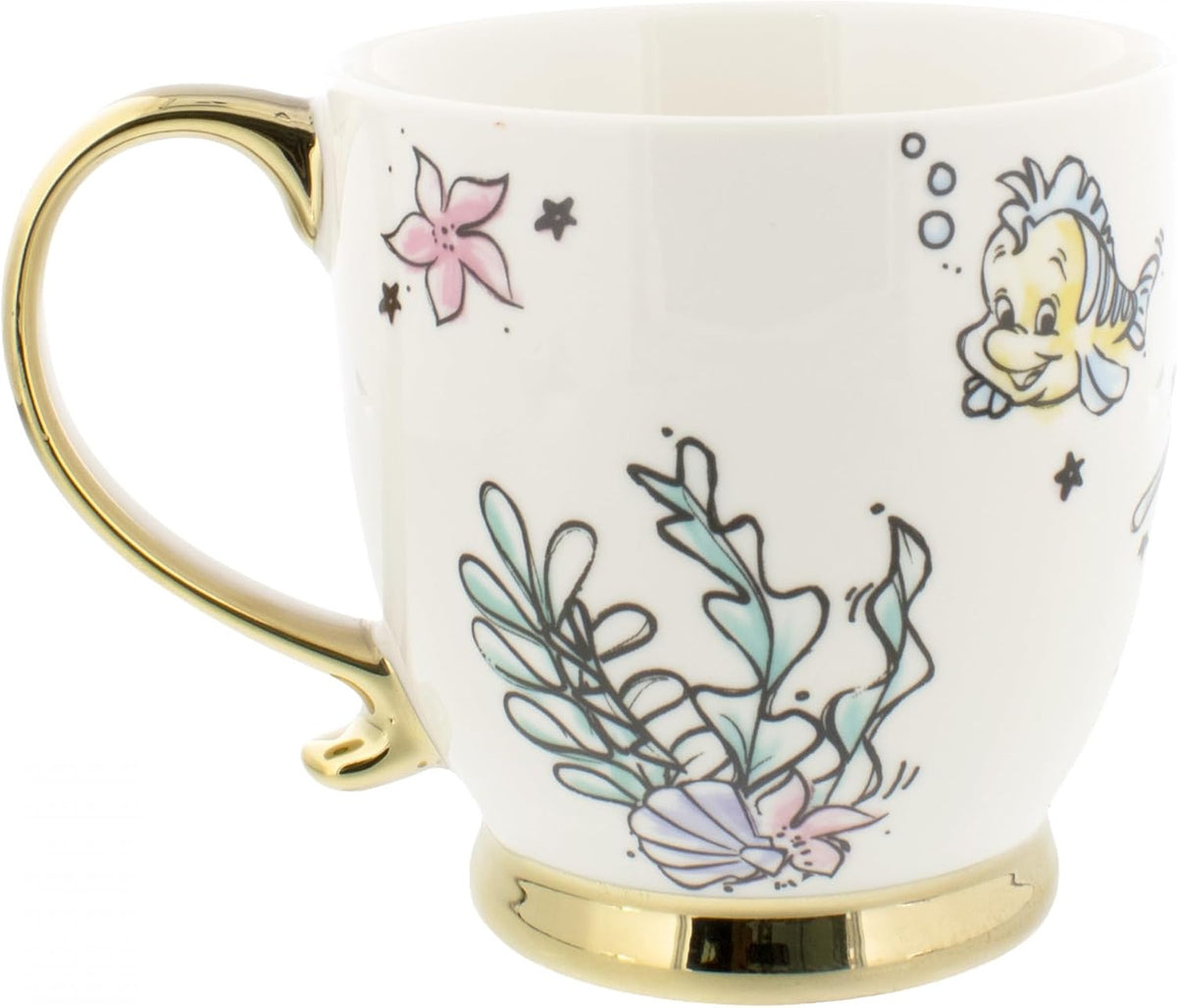 Disney Princess Ariel White & Gold Watercolor Mug