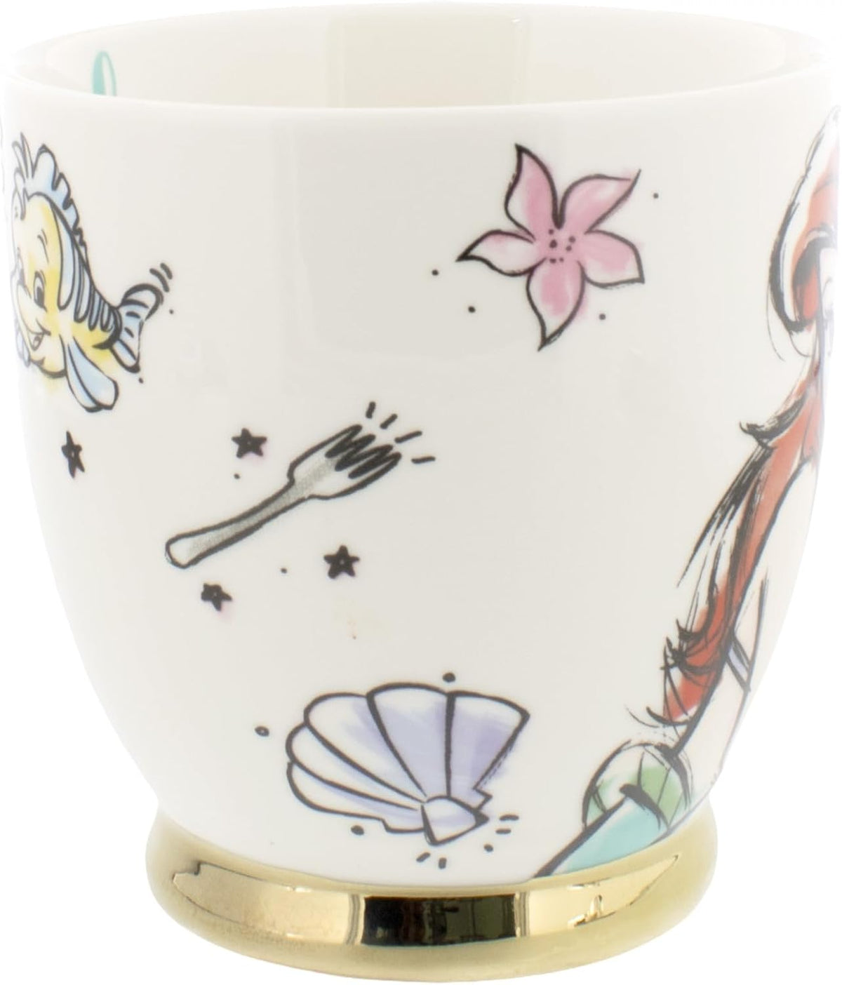 Disney Princess Ariel White & Gold Watercolor Mug
