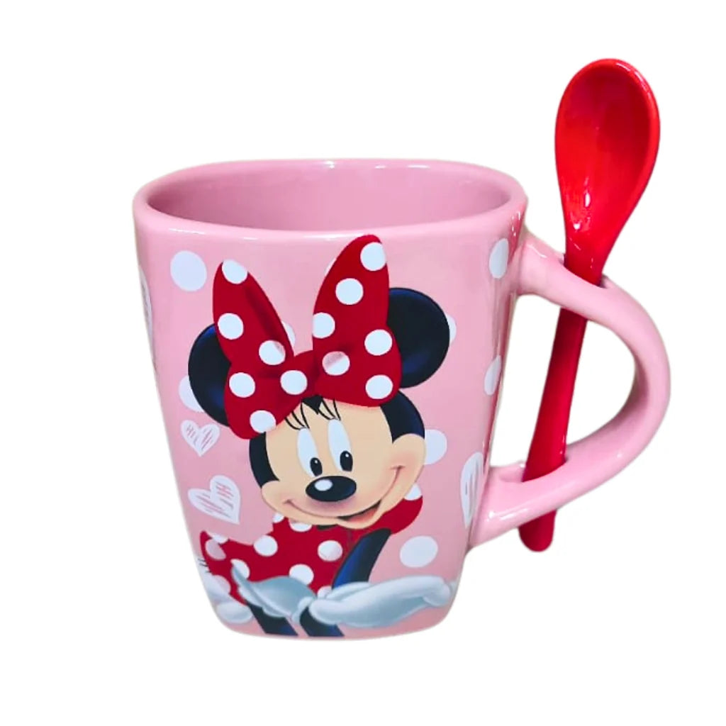 Disney Minnie Mouse Pink Espresso Mug with Red Spoon