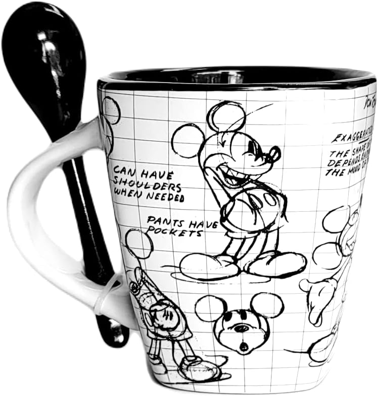 Disney Mickey Mouse Sketch Mug with Black Spoon