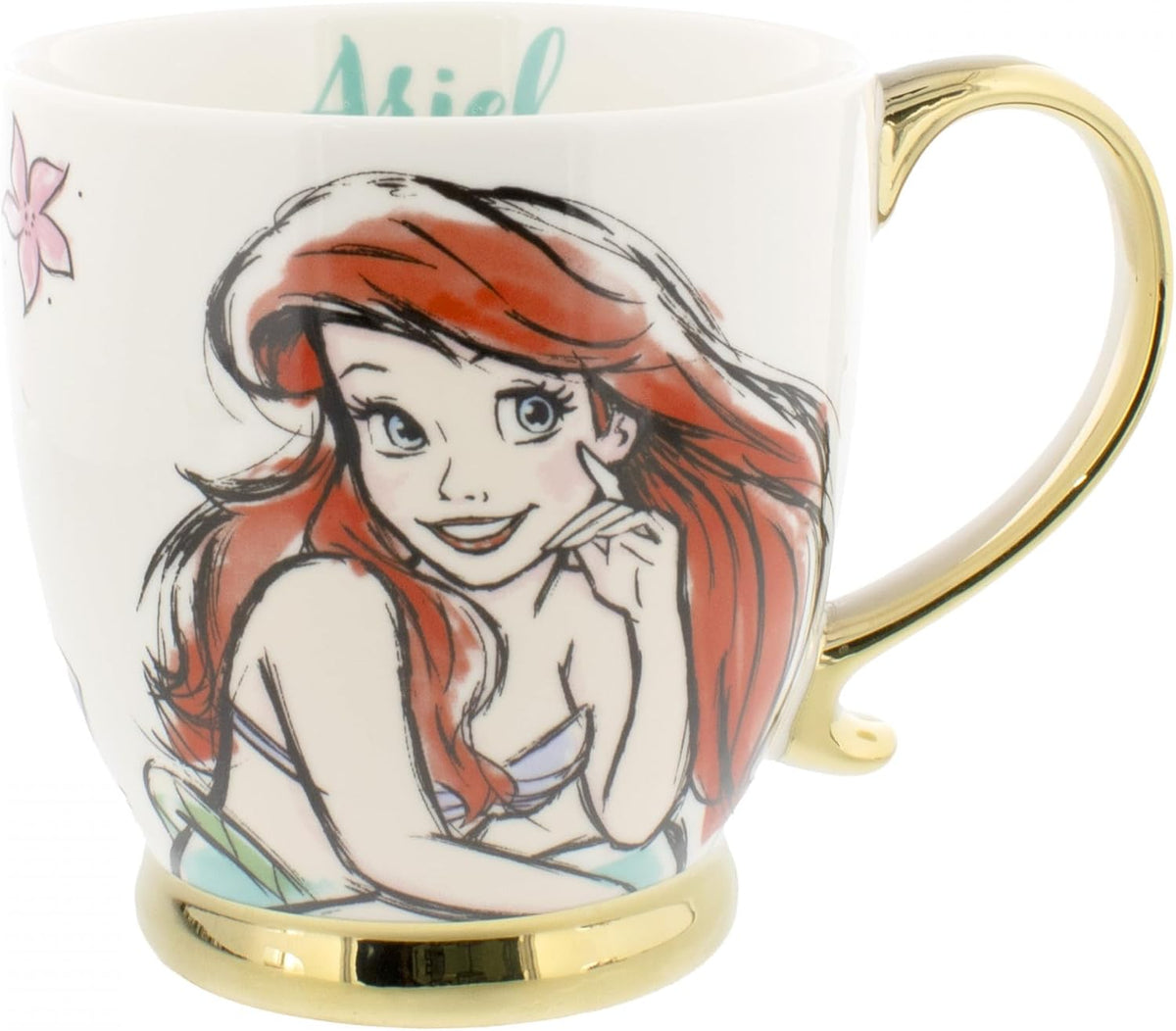 Disney Princess Ariel White & Gold Watercolor Mug