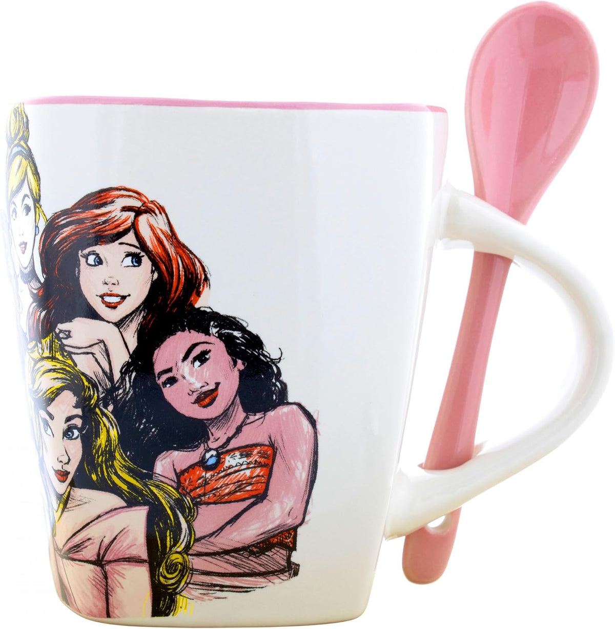 Disney Princess Sketch Mug with Pink Spoon