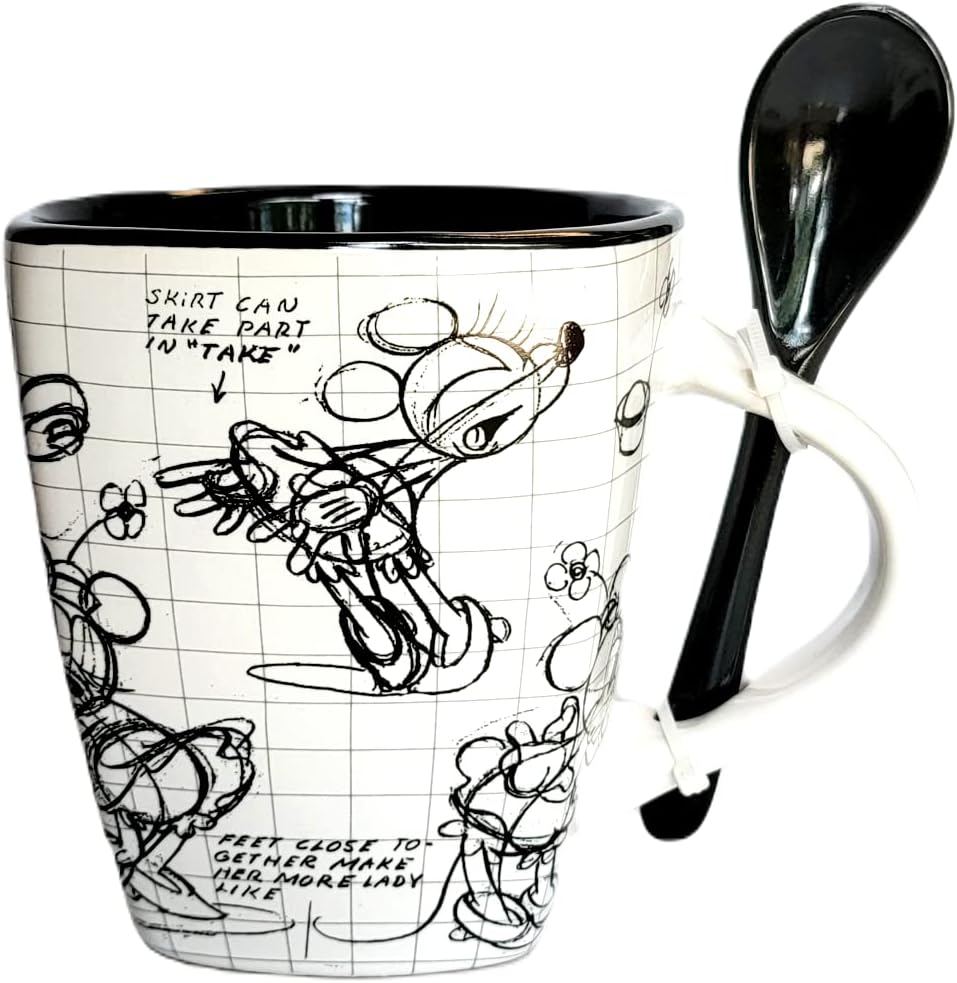 Disney Mickey Mouse Sketch Mug with Black Spoon