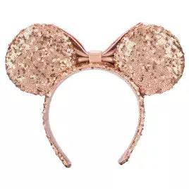 Rose gold sequin Minnie Mouse ears headband
