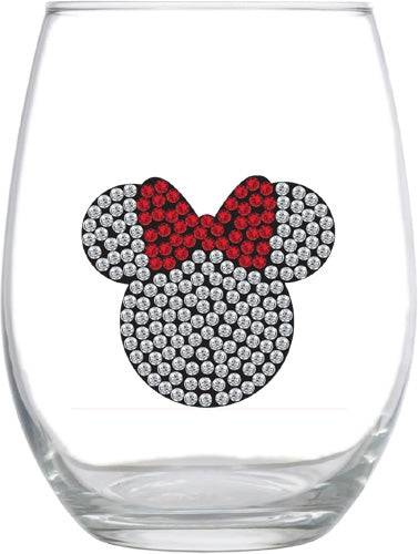Stemless Single Glass Rhinestone Minnie, Boxed