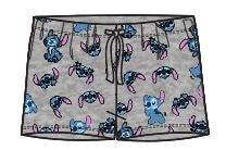 Gray women's pajama shorts with playful Stitch design